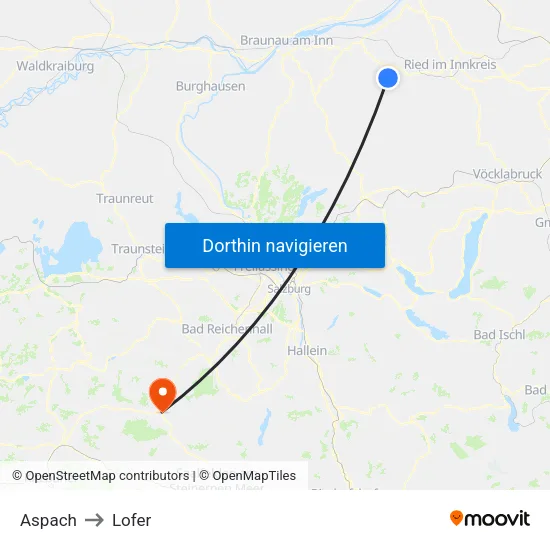 Aspach to Lofer map
