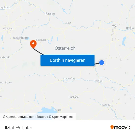 Ilztal to Lofer map