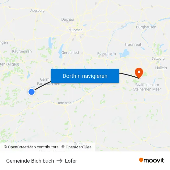 Gemeinde Bichlbach to Lofer map