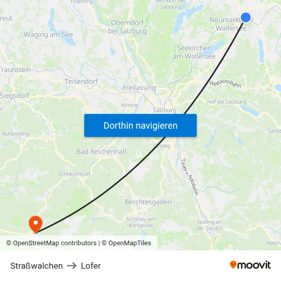 Straßwalchen to Lofer map