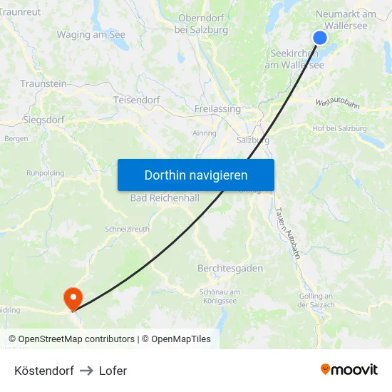 Köstendorf to Lofer map