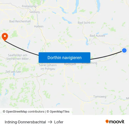 Irdning-Donnersbachtal to Lofer map