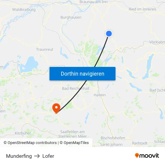 Munderfing to Lofer map