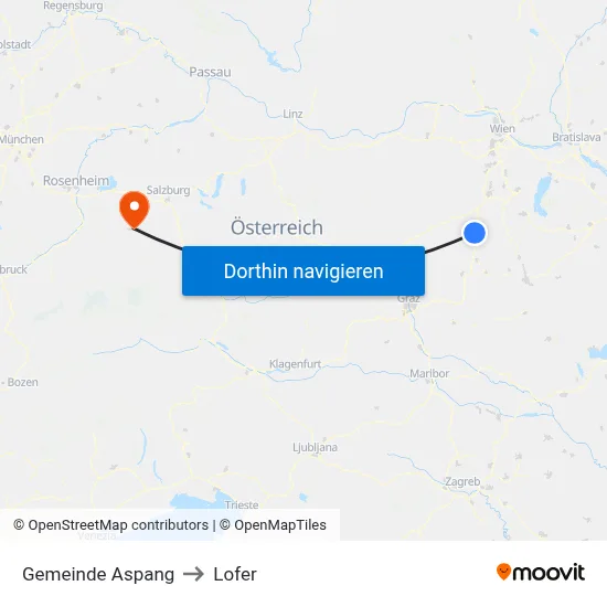 Gemeinde Aspang to Lofer map