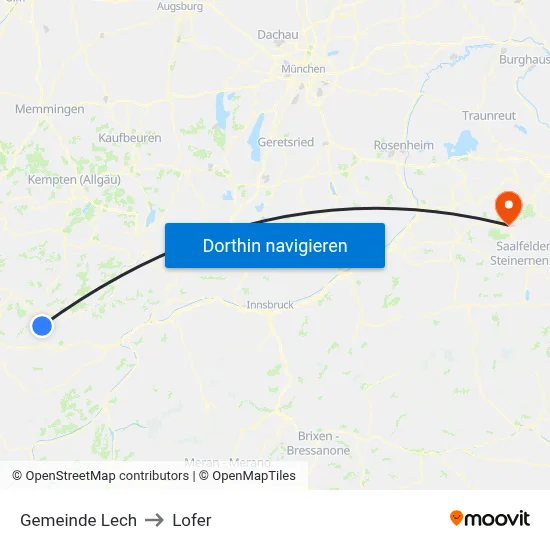 Gemeinde Lech to Lofer map