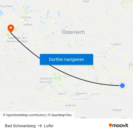 Bad Schwanberg to Lofer map