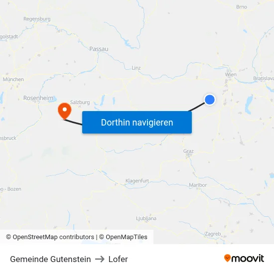 Gemeinde Gutenstein to Lofer map