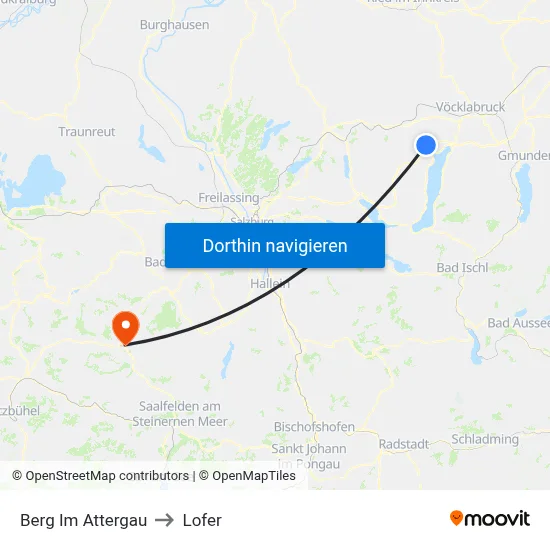 Berg Im Attergau to Lofer map