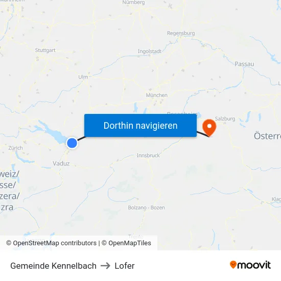 Gemeinde Kennelbach to Lofer map