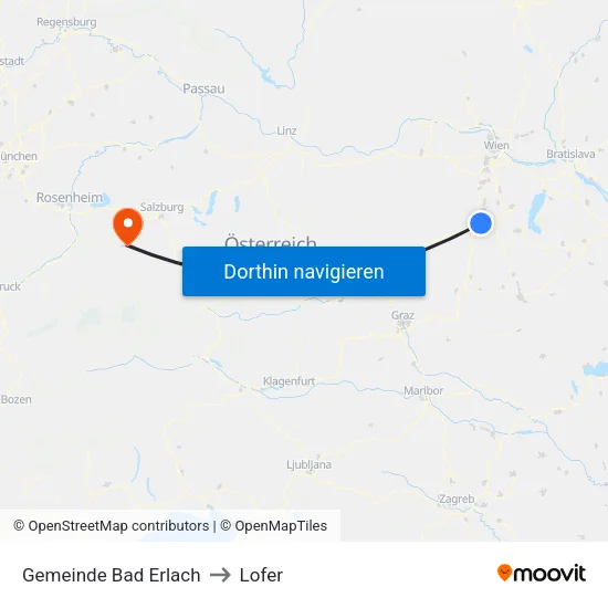 Gemeinde Bad Erlach to Lofer map