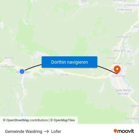 Gemeinde Waidring to Lofer map