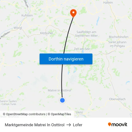 Marktgemeinde Matrei In Osttirol to Lofer map