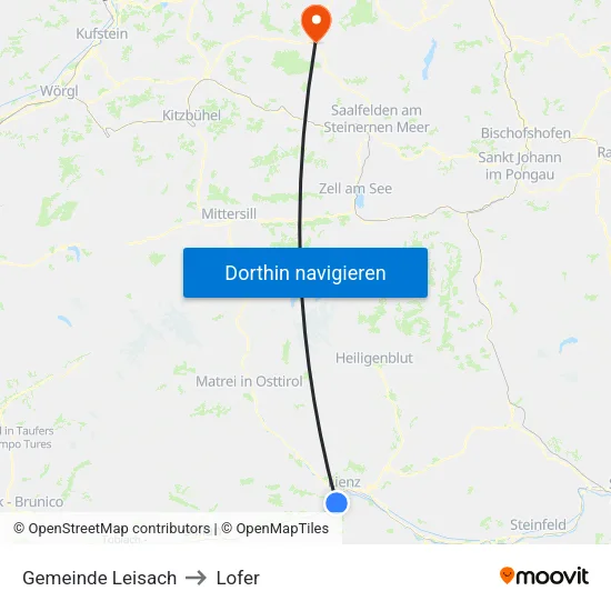 Gemeinde Leisach to Lofer map
