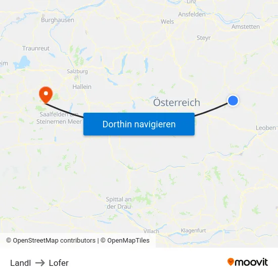 Landl to Lofer map