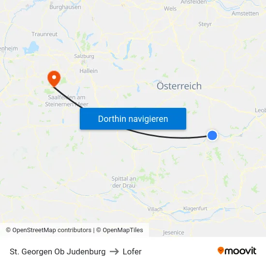 St. Georgen Ob Judenburg to Lofer map
