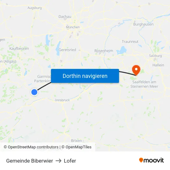 Gemeinde Biberwier to Lofer map