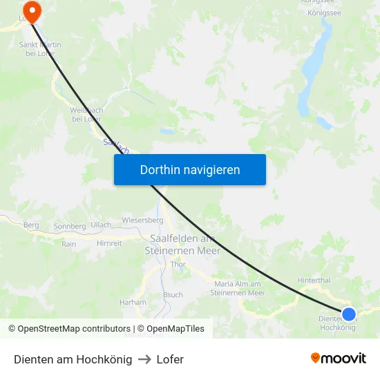 Dienten am Hochkönig to Lofer map