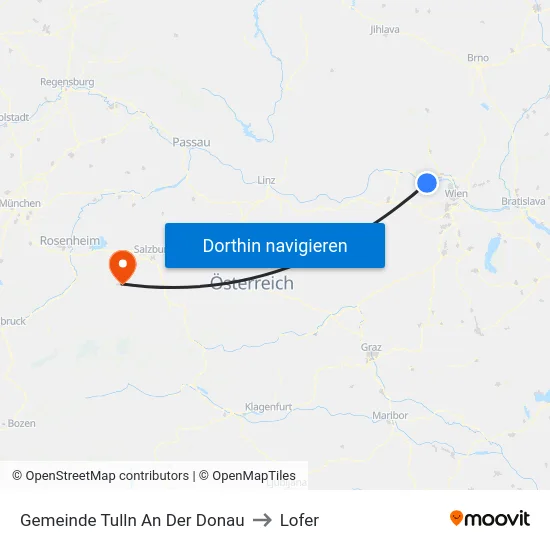 Gemeinde Tulln An Der Donau to Lofer map