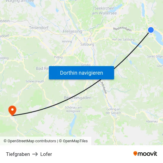 Tiefgraben to Lofer map