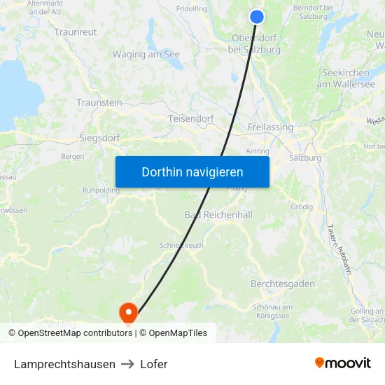 Lamprechtshausen to Lofer map