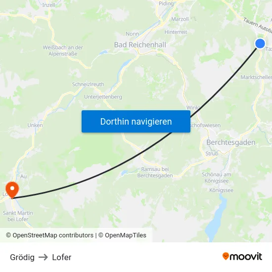 Grödig to Lofer map