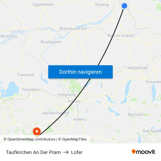 Taufkirchen An Der Pram to Lofer map