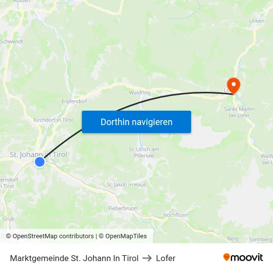 Marktgemeinde St. Johann In Tirol to Lofer map