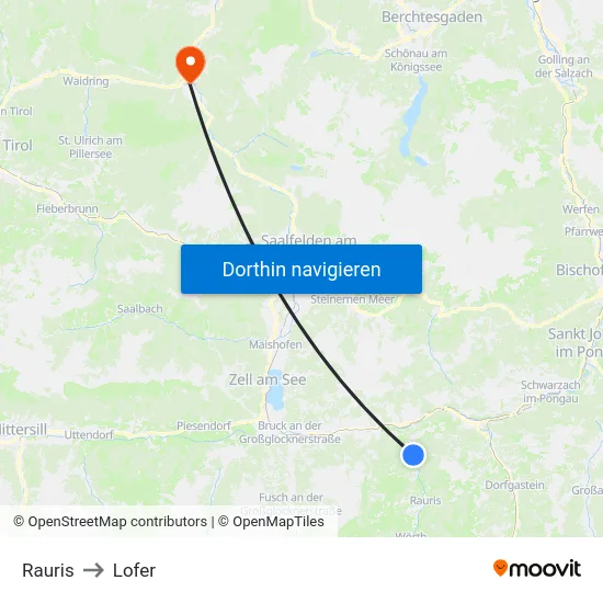 Rauris to Lofer map