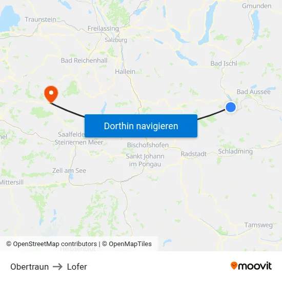Obertraun to Lofer map
