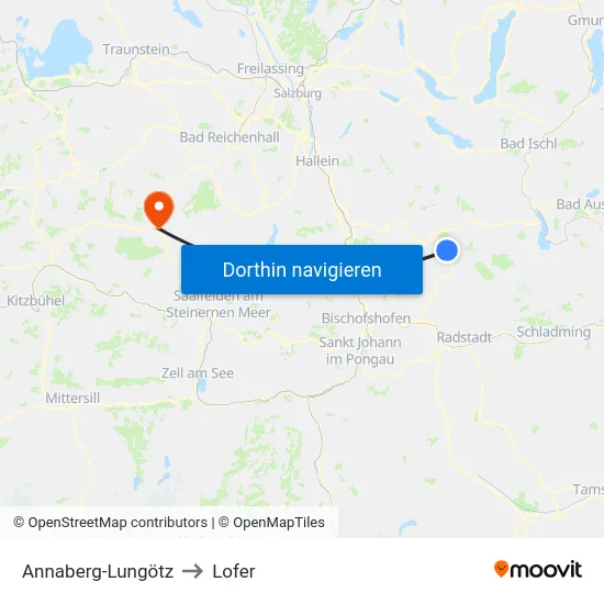 Annaberg-Lungötz to Lofer map