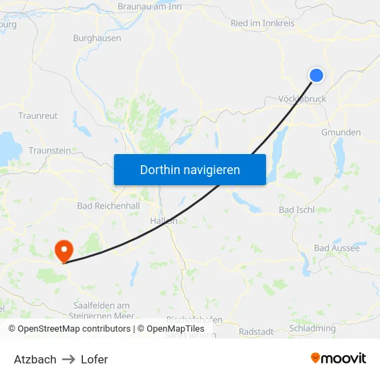 Atzbach to Lofer map
