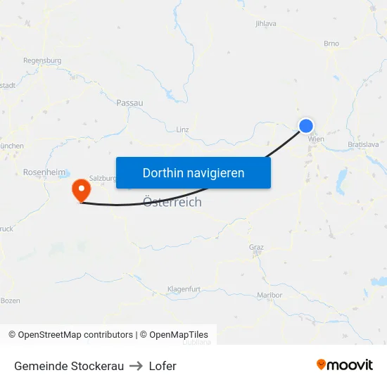 Gemeinde Stockerau to Lofer map