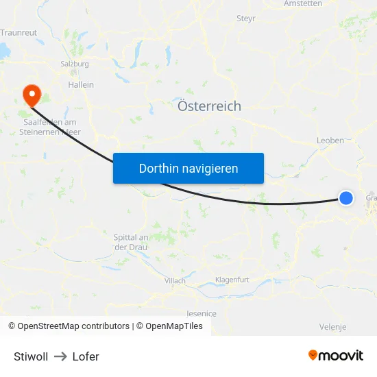 Stiwoll to Lofer map