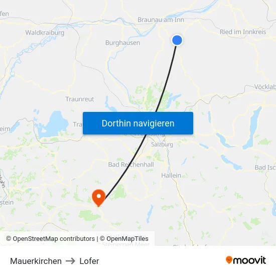 Mauerkirchen to Lofer map