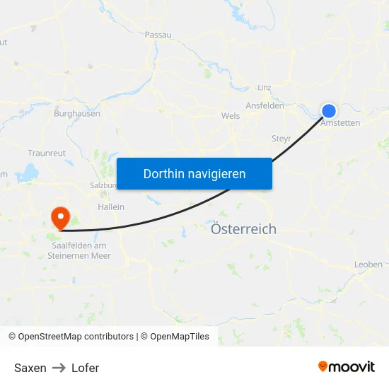 Saxen to Lofer map