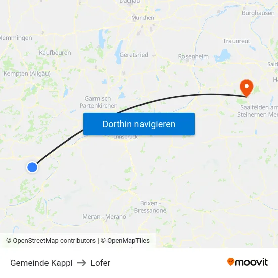 Gemeinde Kappl to Lofer map