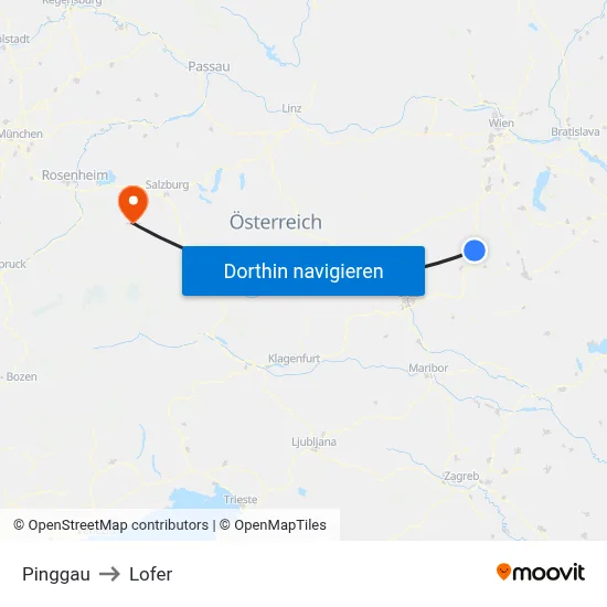 Pinggau to Lofer map