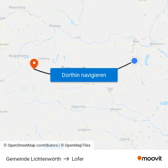 Gemeinde Lichtenwörth to Lofer map
