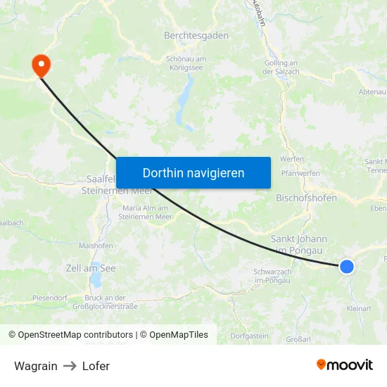 Wagrain to Lofer map