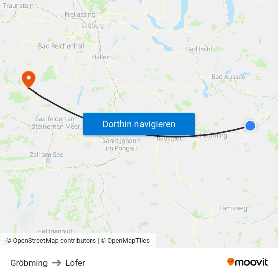 Gröbming to Lofer map