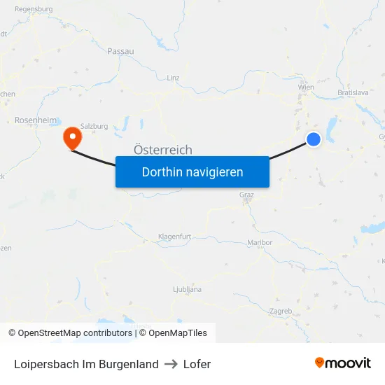 Loipersbach Im Burgenland to Lofer map