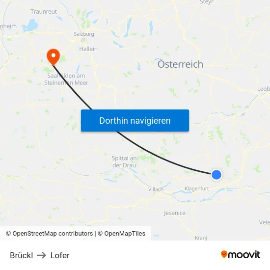 Brückl to Lofer map