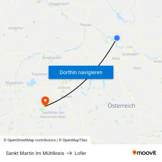 Sankt Martin Im Mühlkreis to Lofer map