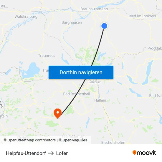 Helpfau-Uttendorf to Lofer map