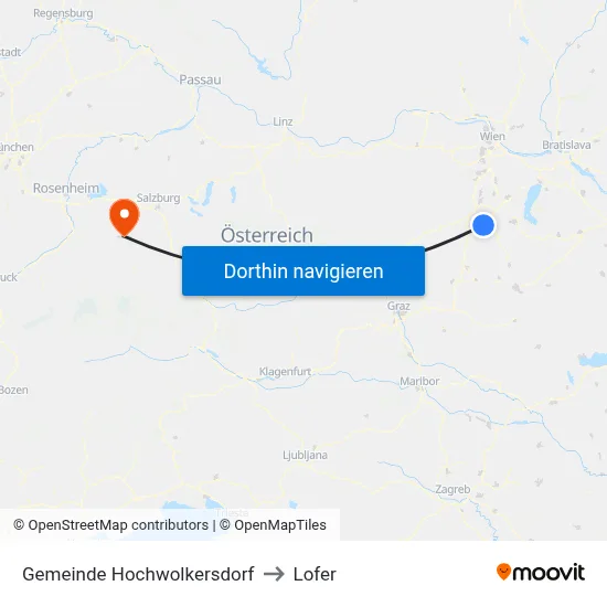 Gemeinde Hochwolkersdorf to Lofer map