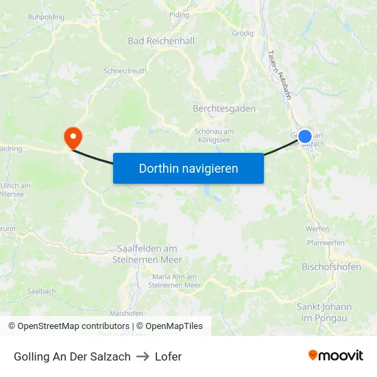 Golling An Der Salzach to Lofer map