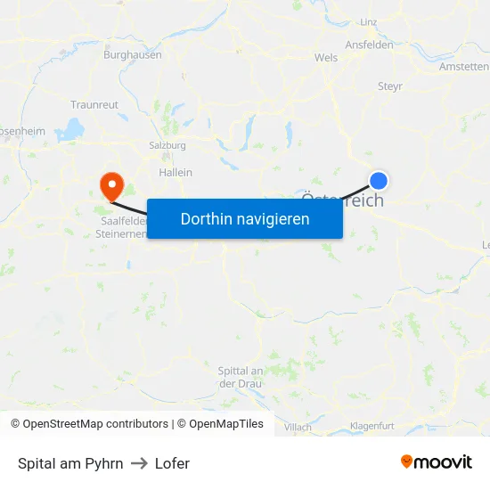 Spital am Pyhrn to Lofer map