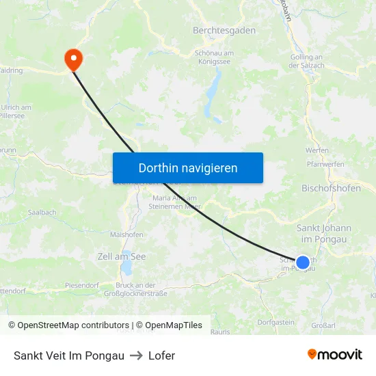 Sankt Veit Im Pongau to Lofer map