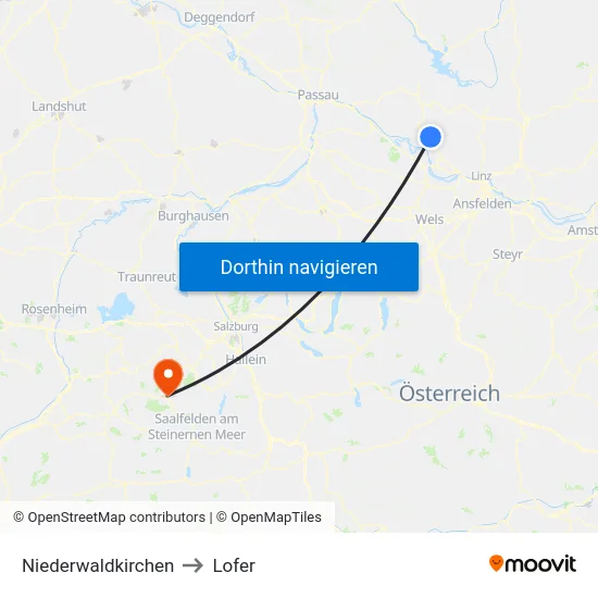 Niederwaldkirchen to Lofer map
