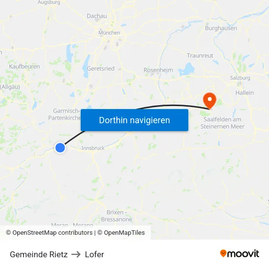 Gemeinde Rietz to Lofer map
